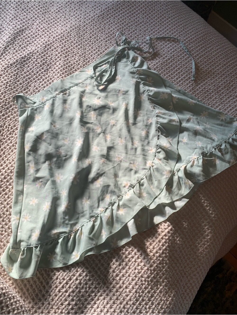 summer & rose Sage Green Daisy Print Wrap Skirt